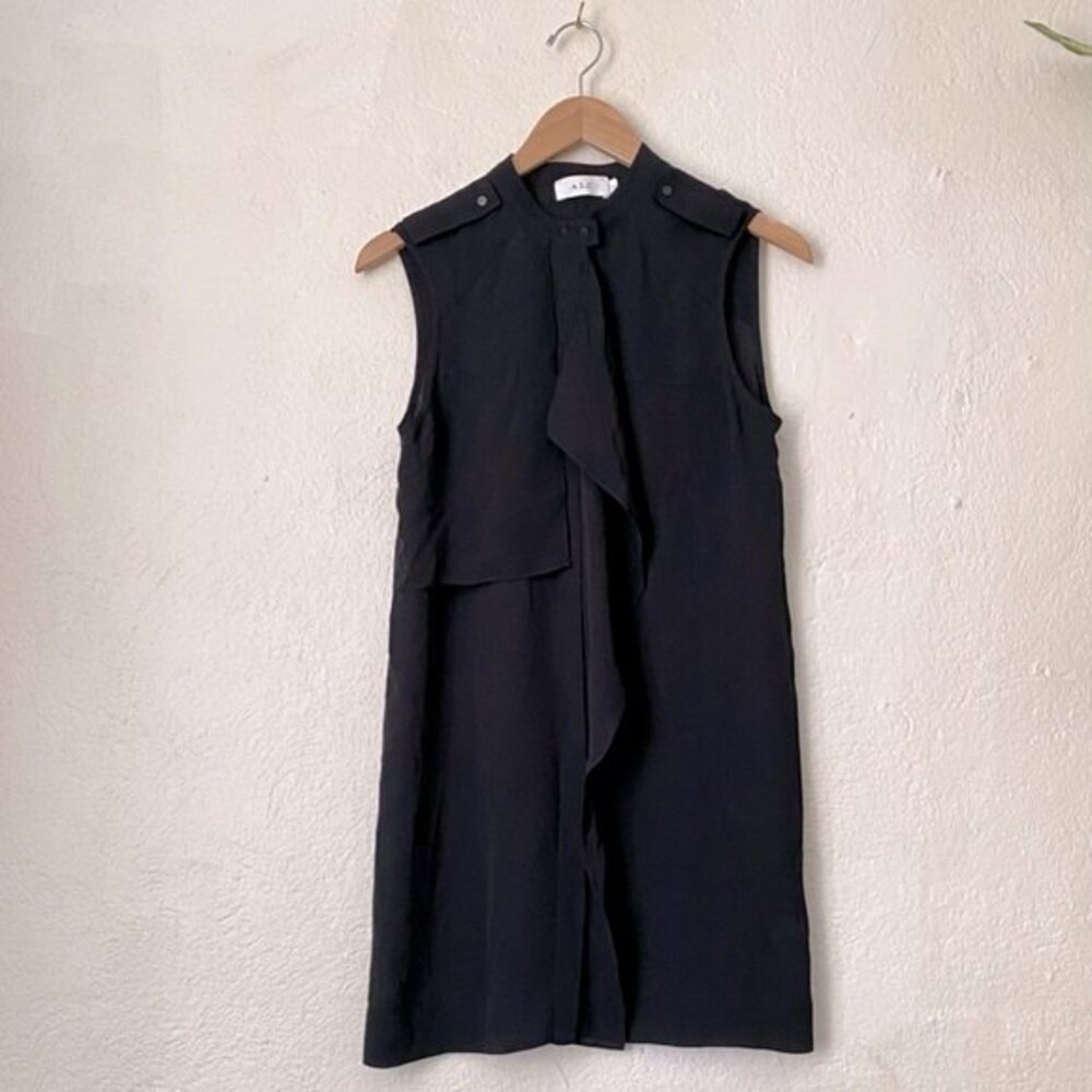 A.L.C. Black Silk Mini Dress Dark Academia